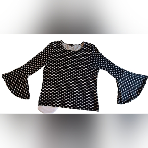 Adrianna Papell Y2K Whimsigoth Bell Sleeve Black Knit Top Size XL Flowy - Picture 3 of 8